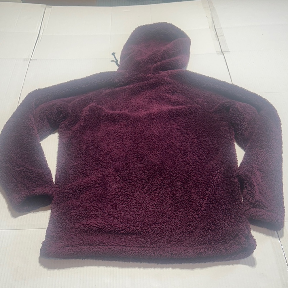 PINK Victorias Secret Plush Burgundy quarter zip Hoodie w kangaroo pocket & hood - Picture 8 of 9